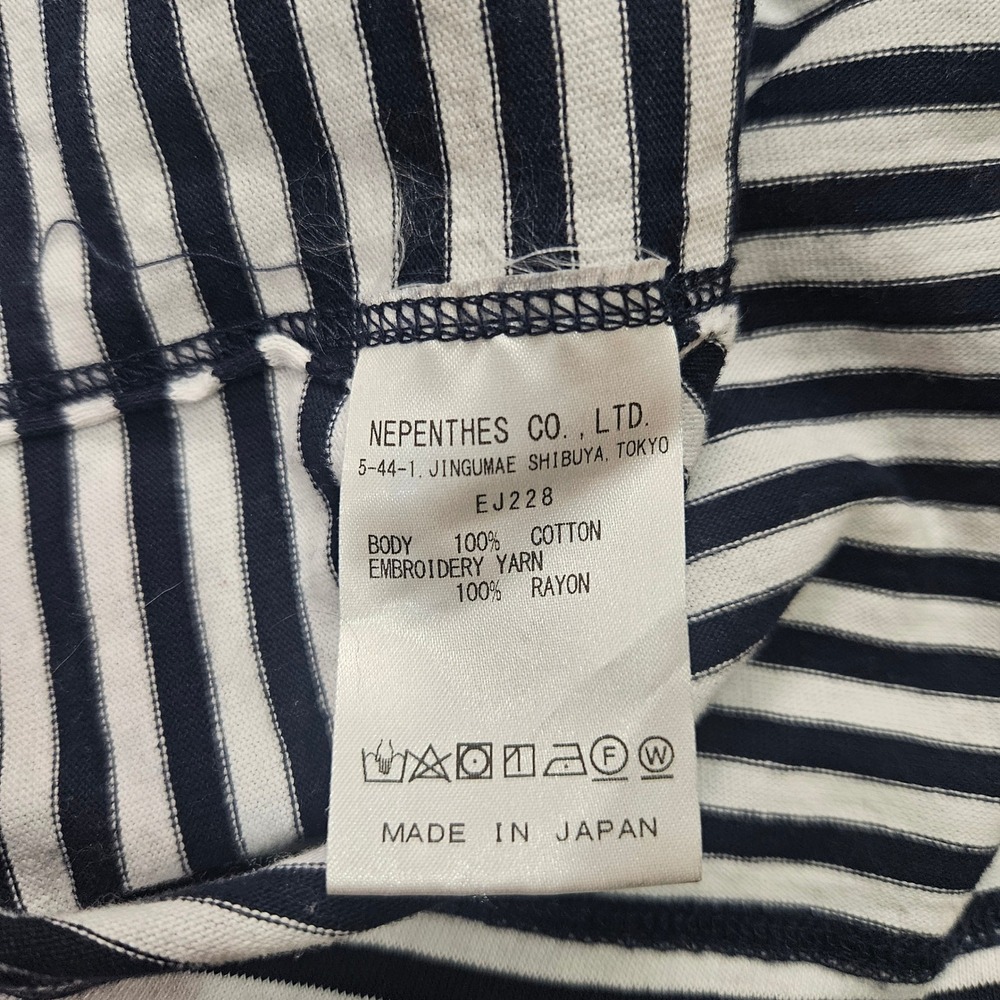 Needles Japan Striped T-Shirt Butterfly Logo EJ228 Mens Size S Black White - Picture 4 of 7